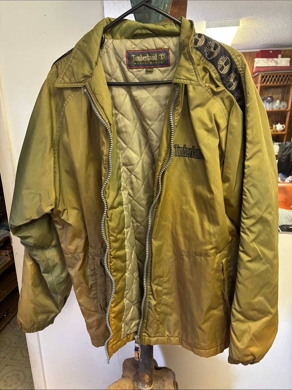 Timberland Men's Olive Green Quilted-Lined Zip Front Jacket